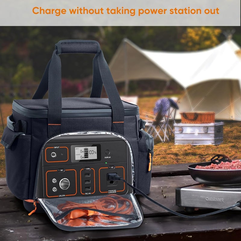 FRECOLSH Travel Carrying Case Compatible with Jackery 500, Portable Power Station Storage Case with Water- proof Bottom and Pocket for Jackery Accessories, Storage Bag Only - Image 4